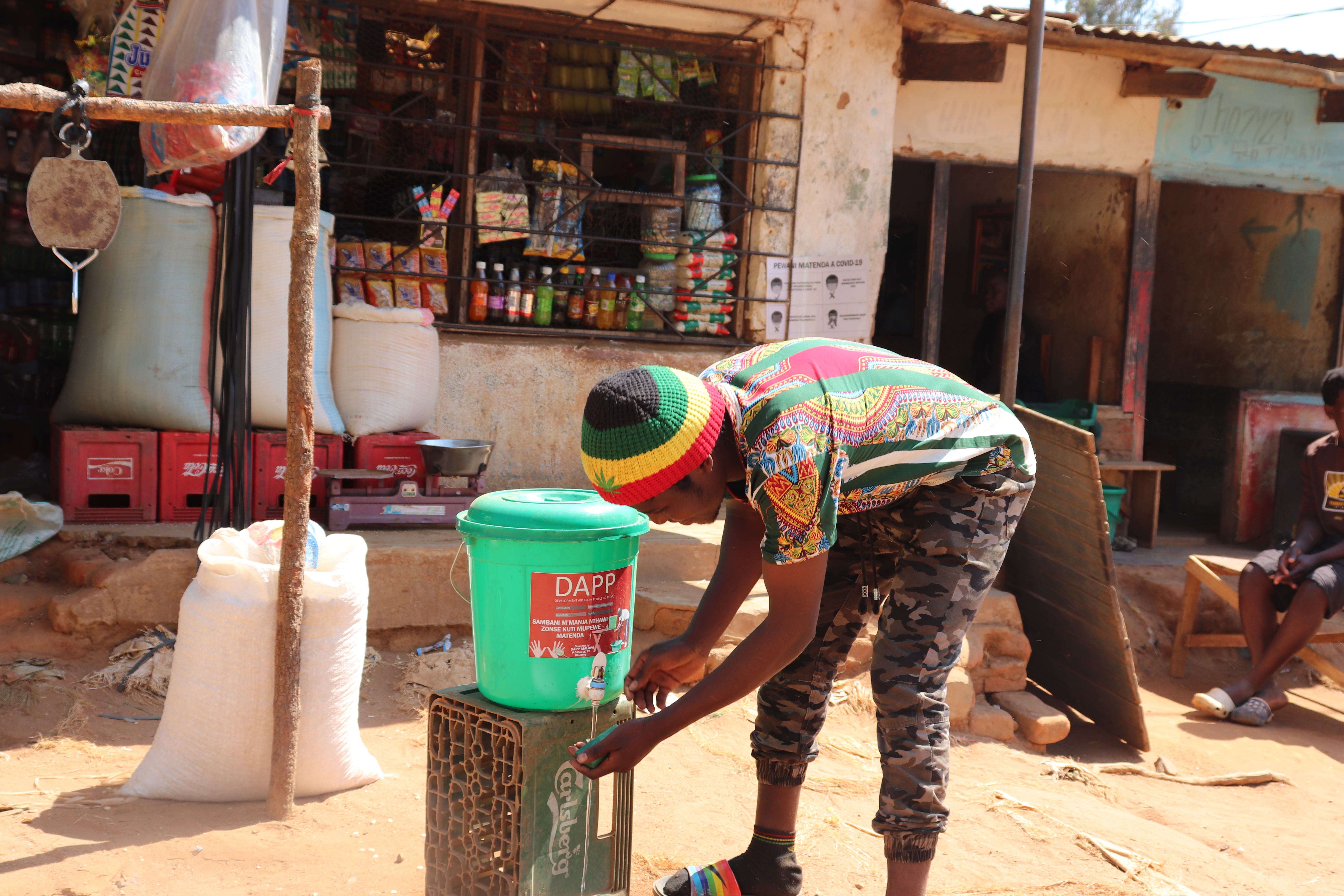 Hand washing facilities set up in market places to promote hand washing and hygiene behaviours
